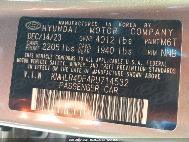 KMHLR4DF4RU714532 Hyundai Elantra N Line