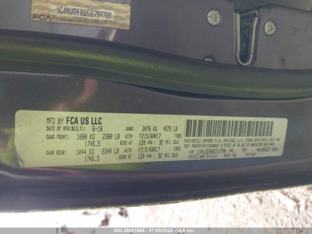 1C4NJDEB0GD797700 Jeep Compass High Altitude Edition