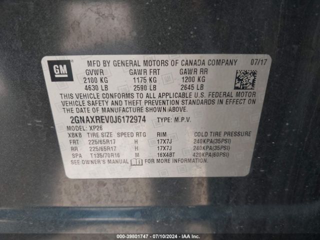 2GNAXREV0J6172974 Chevrolet EQUINOX LS