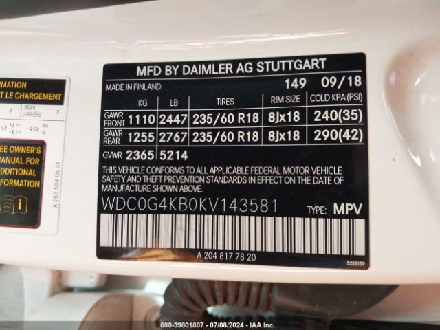 WDC0G4KB0KV143581 Mercedes-Benz Glc 300 4matic