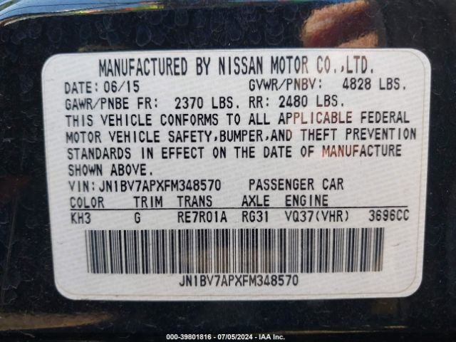 JN1BV7APXFM348570 Infiniti Q50 SPORT