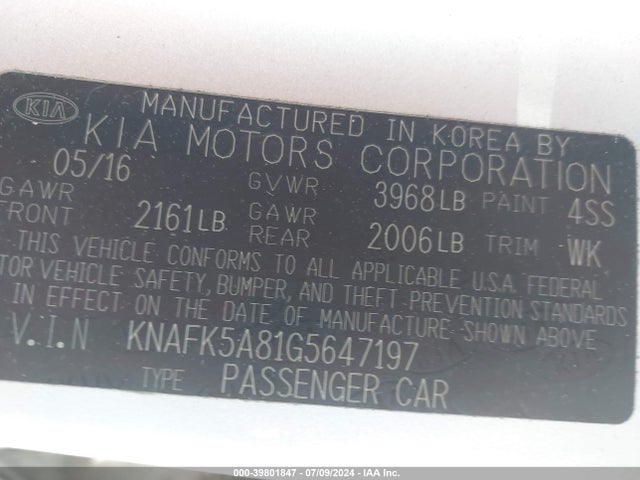KIA FORTE LX 2016 KNAFK5A81G5647197 Image 9