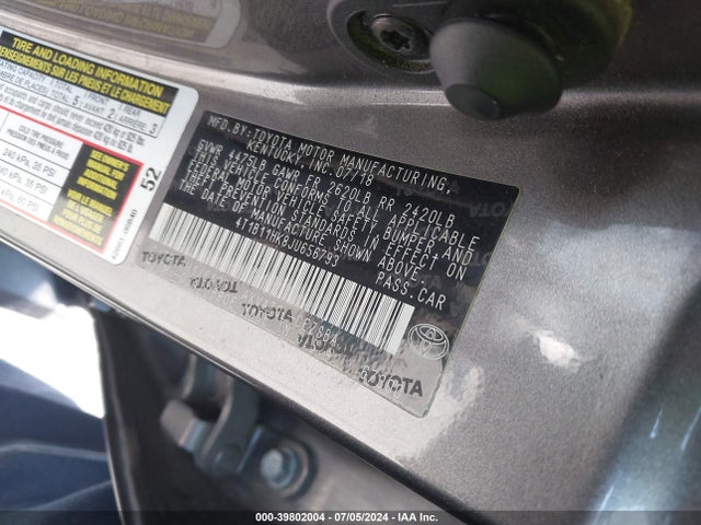 Toyota CAMRY SE 2018 4T1B11HK8JU656793 Image 9