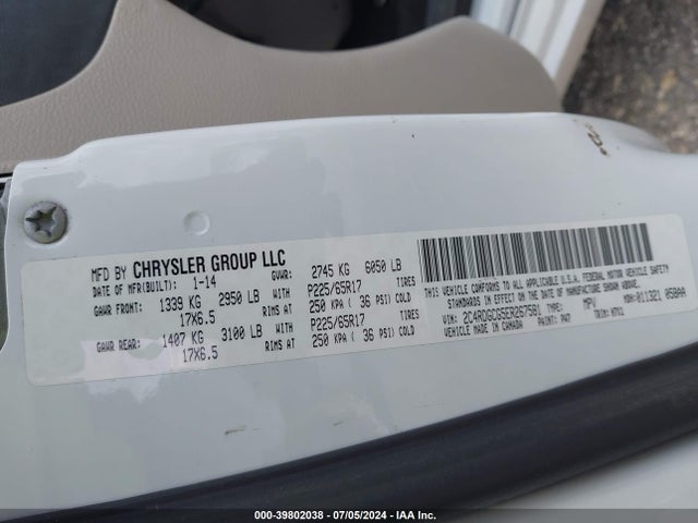 Dodge Grand Caravan Sxt 2014 2C4RDGCG5ER267581 Image 9