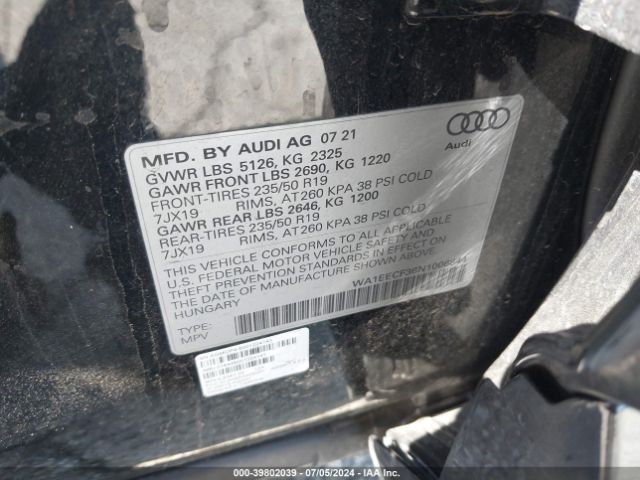 WA1EECF36N1006844 Audi Q3 Premium Plus 45 Tfsi S Line Quattro Tiptronic