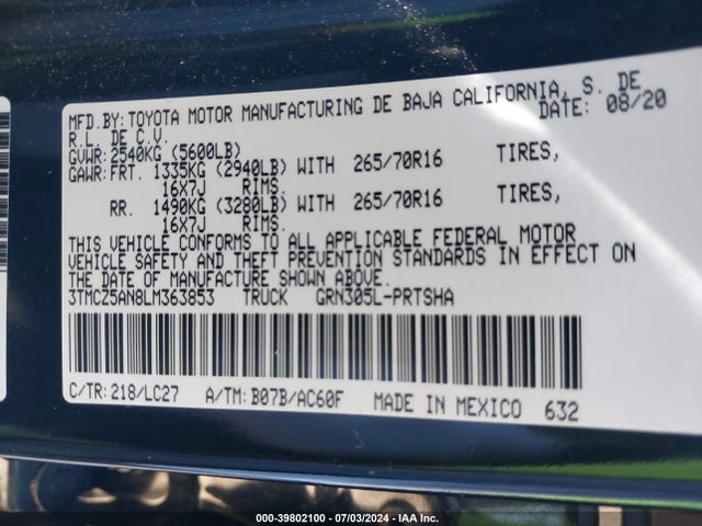 Toyota Tacoma Trd Off-road 2020 3TMCZ5AN8LM363853 Image 9