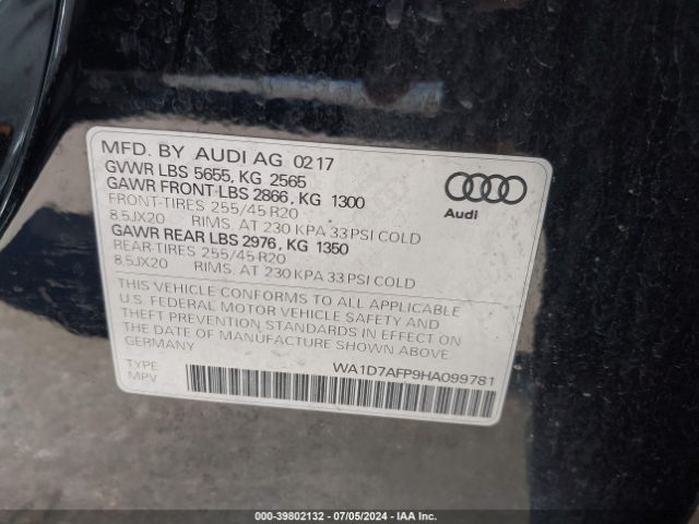 WA1D7AFP9HA099781 Audi Q5 3.0t Premium Plus