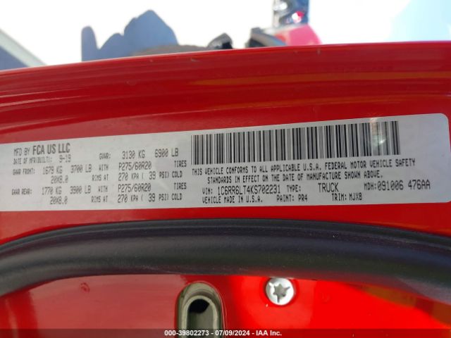 1C6RR6LT4KS702231 RAM 1500 Classic Warlock  4x2 5'7 Box