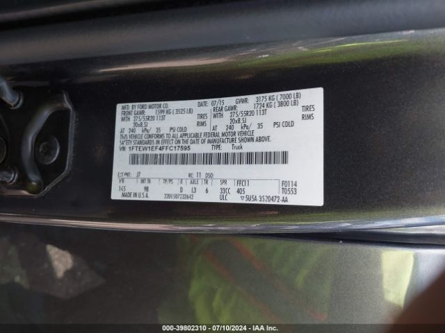 1FTEW1EF4FFC17595 Ford F-150 Platinum