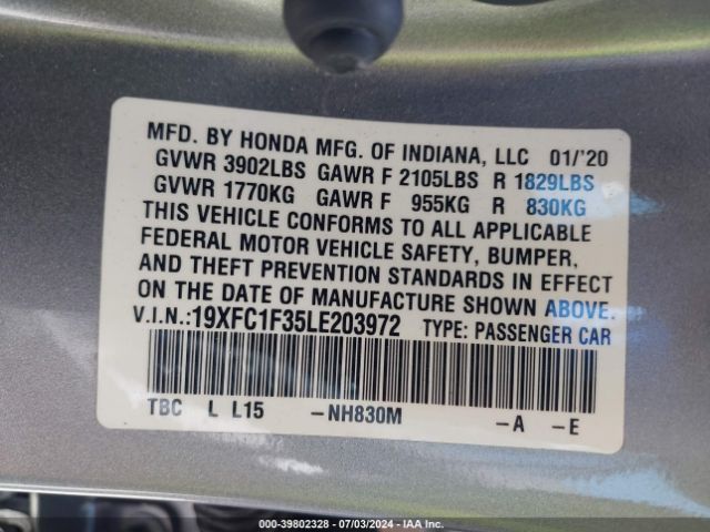 19XFC1F35LE203972 Honda CIVIC EX
