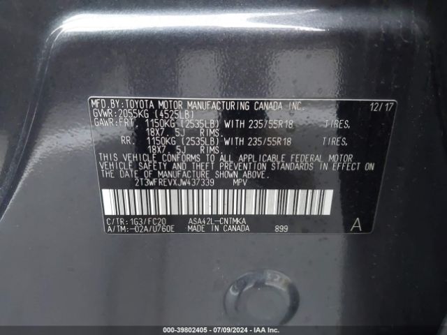 2T3WFREVXJW437339 Toyota Rav4 Adventure