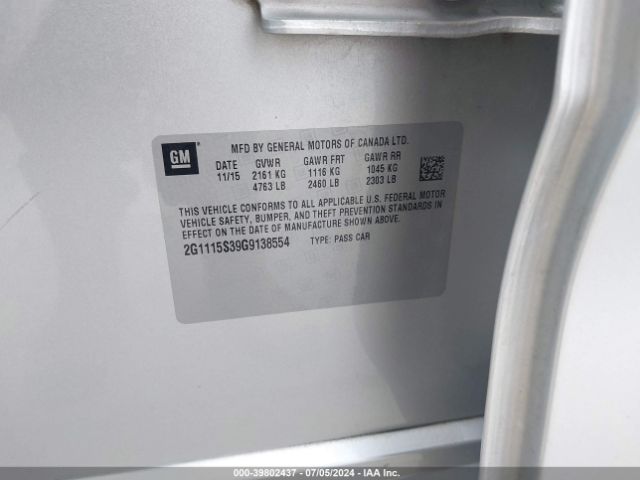 2G1115S39G9138554 Chevrolet Impala 2lt