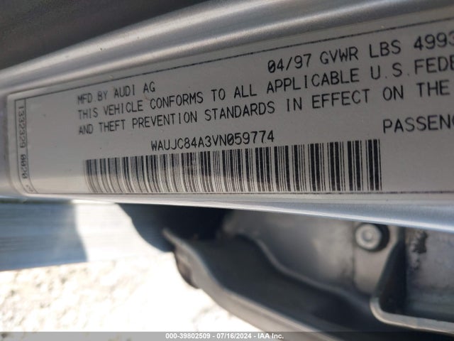 1997 AUDI A6 WAUJC84A3VN059774 Photo 8