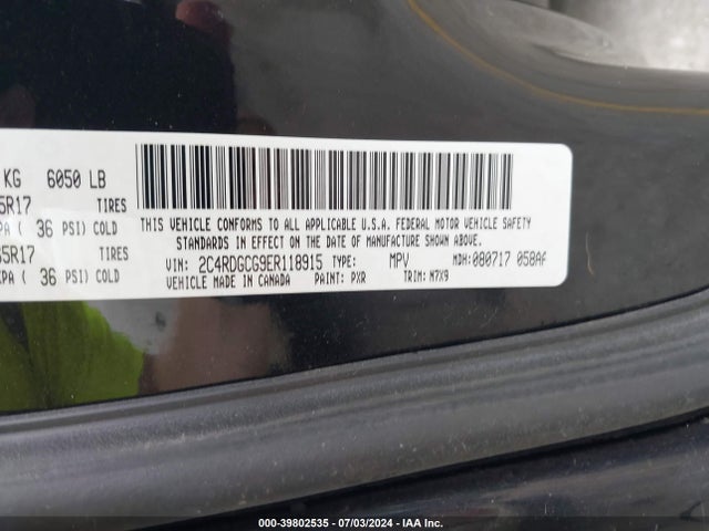 Dodge Grand Caravan Sxt 2014 2C4RDGCG9ER118915 Image 9