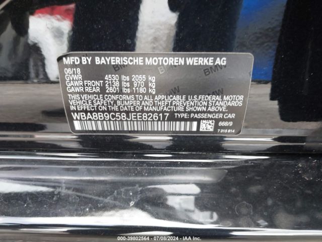 WBA8B9C58JEE82617 BMW 330I