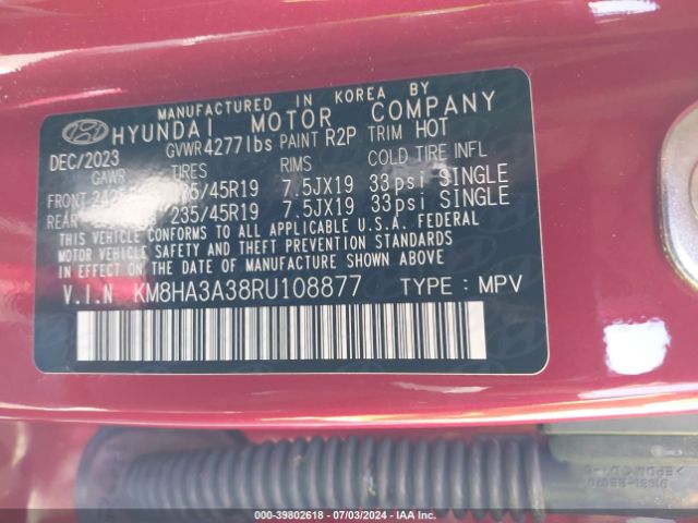 KM8HA3A38RU108877 Hyundai Kona N Line