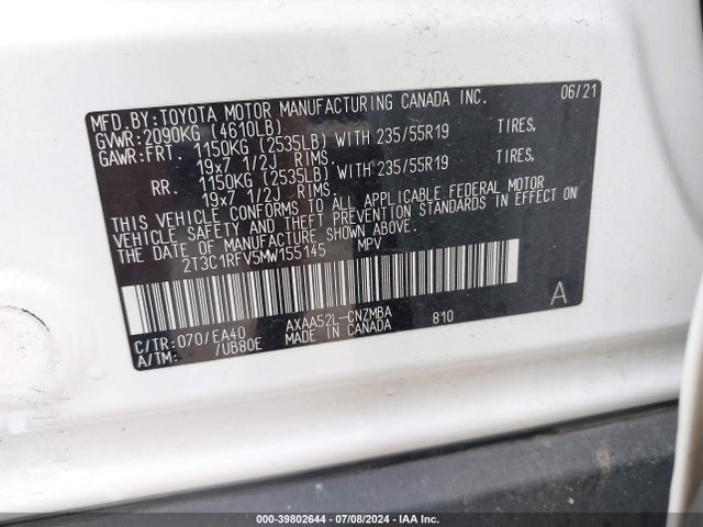 Toyota Rav4 Xle Premium 2021 2T3C1RFV5MW155145 Image 8