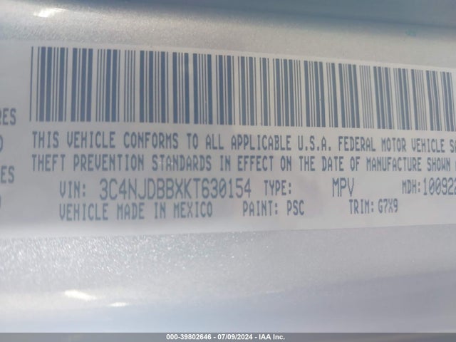 3C4NJDBBXKT630154 Jeep Compass Latitude 4x4