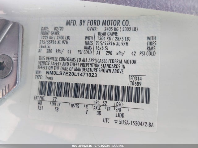Ford Transit Connect Xl 2020 NM0LS7E20L1471023 Image 9