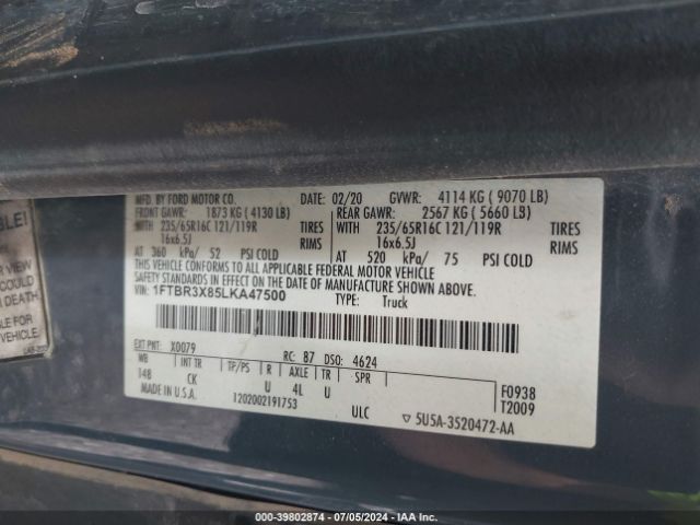 1FTBR3X85LKA47500 Ford Transit-250 Cargo Van