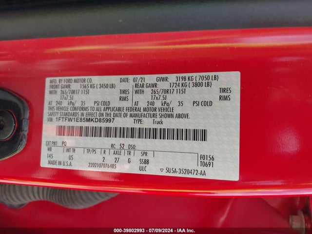 Ford F-150 Xlt 2021 1FTFW1E85MKD85997 Image 9