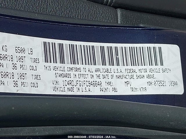 Dodge Durango Special Service 2015 1C4RDJFG1FC946640 Image 9