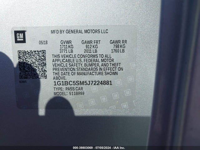 Chevrolet Cruze Ls Auto 2018 1G1BC5SM5J7224881 Image 9