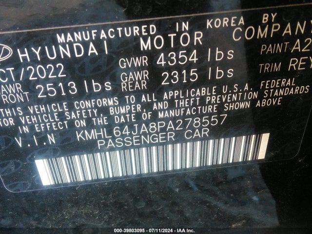 Hyundai SONATA SEL 2023 KMHL64JA8PA278557 Image 9