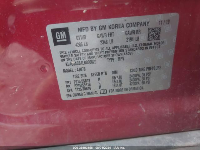 KL4CJASB1LB066820 Buick Encore Fwd Preferred