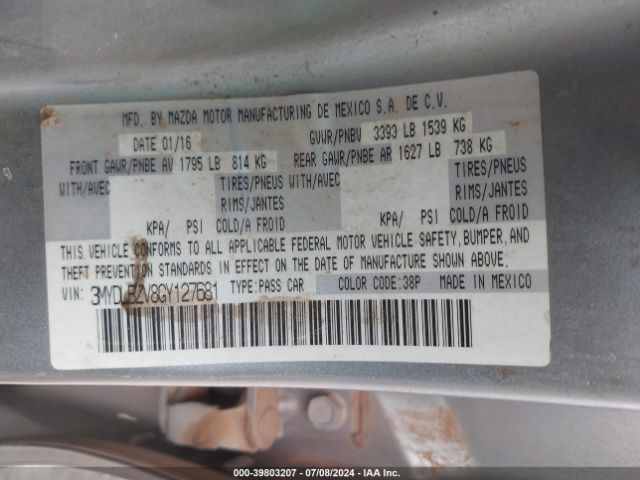 3MYDLBZV8GY127681 Scion IA