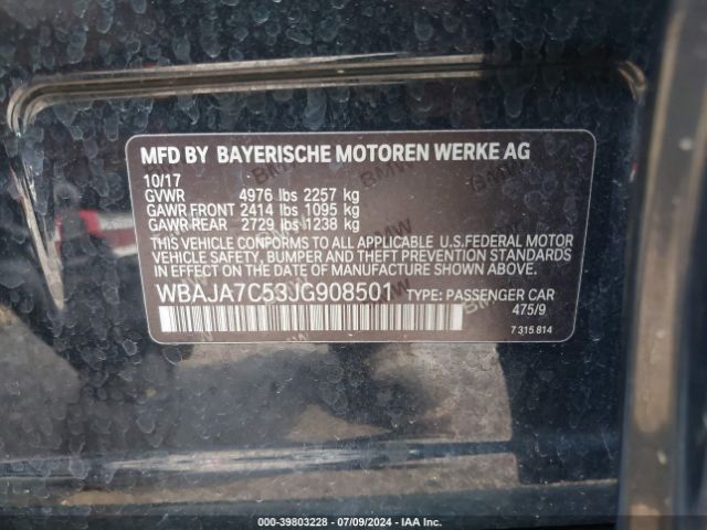 WBAJA7C53JG908501 BMW 530i Xdrive