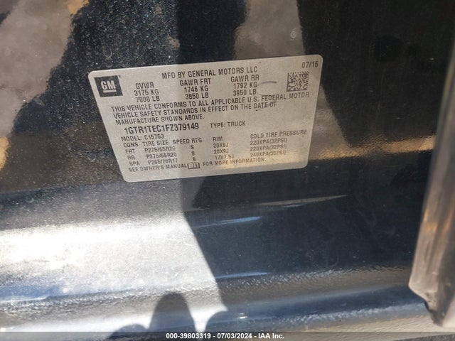 1GTR1TEC1FZ379149 GMC SIERRA 1500