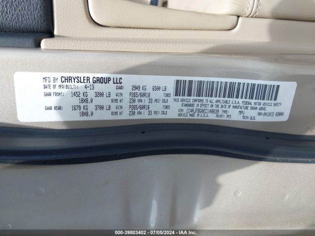 1C4RJFBG0EC148639 Jeep Grand Cherokee Limited