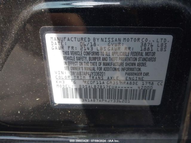 3N1AB7AP4JY336201 Nissan SENTRA S