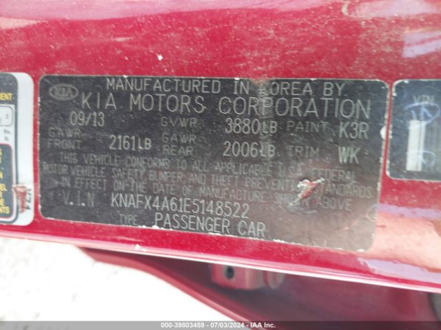 KNAFX4A61E5148522 KIA FORTE LX
