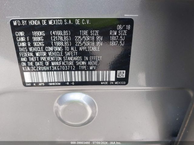 3CZRU6H13KG703712 Honda HR-V SPORT
