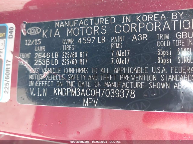 KIA Sportage Lx 2017 KNDPM3AC0H7039378 Image 9