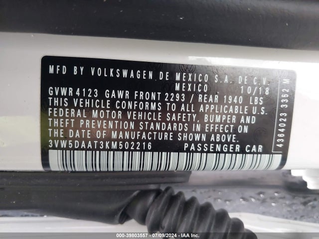 3VW5DAAT3KM502216 Volkswagen Beetle 2.0t Final Edition Se/2.0t Final Edition Sel/2.0t S/2.0t Se