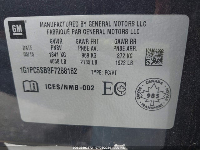 Chevrolet Cruze 1lt Auto 2015 1G1PC5SB8F7288182 Image 9