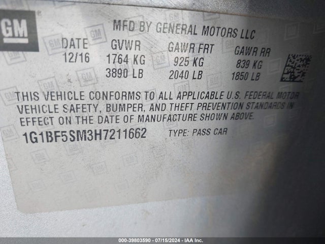 Chevrolet Cruze Premier Auto 2017 1G1BF5SM3H7211662 Image 9