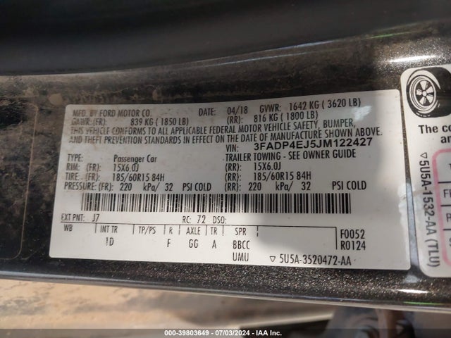 Ford FIESTA SE 2018 3FADP4EJ5JM122427 Image 9