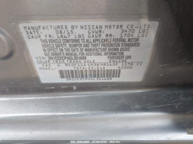 3N1CE2CP4GL351688 Nissan Versa Note S (sr)/s Plus/sl/sr/sv
