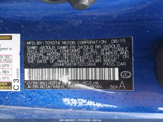 JTHHE5BC9F5010464 Lexus RC 350
