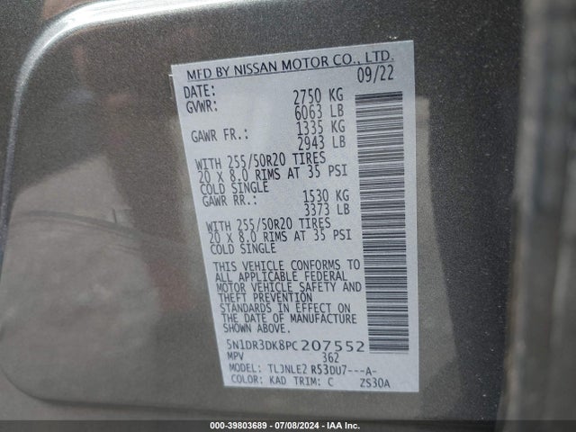 Nissan Pathfinder Platinum 4wd 2023 5N1DR3DK8PC207552 Image 9