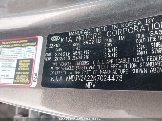 KIA Soul 2019 KNDJN2A22K7024473 Image 9