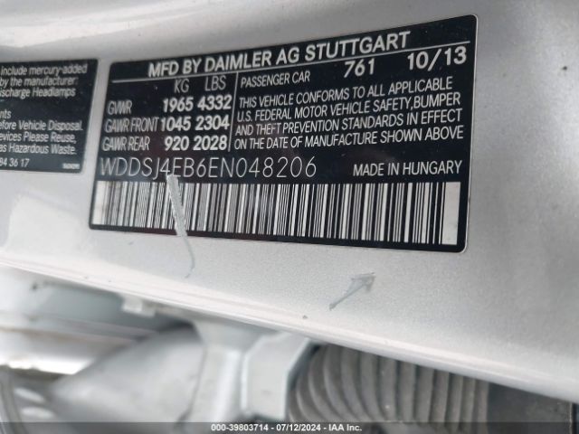 WDDSJ4EB6EN048206 Mercedes-Benz CLA 250