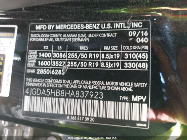 4JGDA5HB8HA837923 Mercedes-Benz Gle 350 4matic
