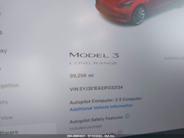 5YJ3E1EA2JF032134 Tesla Model 3 Long Range/mid Range