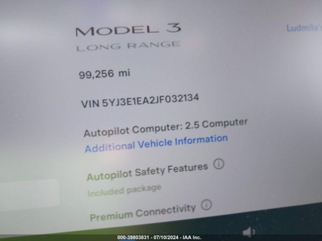 5YJ3E1EA2JF032134 Tesla Model 3 Long Range/mid Range