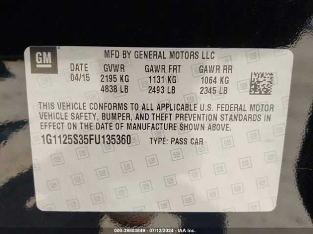 1G1125S35FU135360 Chevrolet Impala 2lt